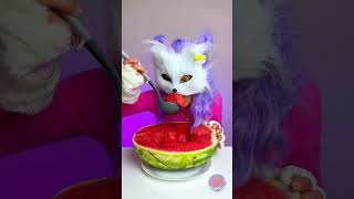 Wie essen Katzen Wassermelonen 🍉 [upl. by Aehta]