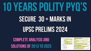 UPSC PRELIMS LAST 10 PREVIOUS YEARS QUESTIONS ANALYSIS OF INDIAN POLITY [upl. by Assenav]