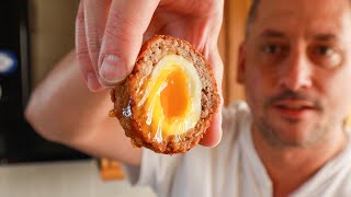 Scotch Egg Recipe With Runny yolk  Wrapped in Spicy Pork Mince Panko Breadcrumbs amp Deep Fried [upl. by Noelyn]