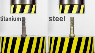 HYDRAULIC PRESS VS TITANIUM AND STEEL BOLT WHICH IS STRONGER [upl. by Elimay]