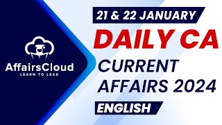 Current Affairs 21 amp 22 January 2024  English  By Vikas  Affairscloud For All Exams [upl. by Adilem262]