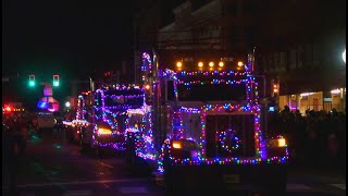 Annual Lighted Christmas Parade 🎄 Columbia City IN🎄🚗🚌🚒🎄 Fire Trucks on Parade [upl. by Odlawso]