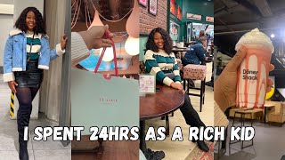 VLOG I SPENT 24HRS AS A RICH KID ZARA TED BAKER APPLE STREET FOOD [upl. by Abehshtab]