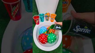 Experiment  Rainbow Balloons VS Cola Mtn Dew Pepsi Fanta Sprite and Mentos in Toilet shorts [upl. by Brunella]