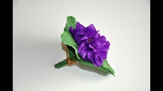 Kwiaty z bibuły jak zrobić fiołki DIY crepe paper flower tutorial Violets [upl. by Ronalda99]