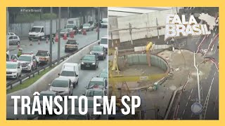 Pistas interditadas causam congestionamento na marginal Tietê nesta quarta 2 [upl. by Artina400]