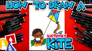 How To Draw A Kid Flying A Kite [upl. by Atnauq254]