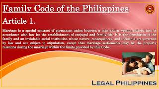 Family Code of the Philippines Article 1  Definition Of Marriage  John [upl. by Mallorie]