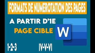 WORD  NUMEROTATION DES PAGES à partir deformat chiffres romains [upl. by Asilenna490]