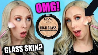 NYX High Glass Highlighter Illuminating Powder Demo First Impressions amp Review NYX HIGH GLASS COL [upl. by Lrat976]