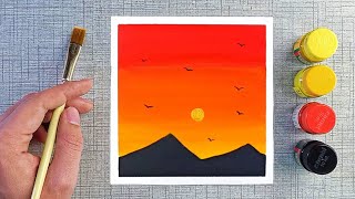 Sunset painting  Poster colour painting ideas for beginners [upl. by Aneladdam]