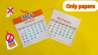 2024 Calendar Making  no glue paper craftsDIY  calendar making ideas 📆 2024🥳 [upl. by Tatiana]