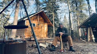 COOL fall day maintaining a tiny cabin in the boreal forest [upl. by Loar208]