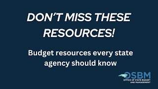 Budget Resources Every State Agency Should Know [upl. by Zalea586]