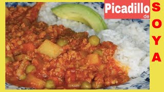 PICADILLO de SOYA  cómo hacer hidratar la soya fácil  receta de comida vegetariana [upl. by Adli877]