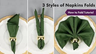 3 Styles of Napkins Folds Tutorial  How To Fold  eFavormartcom [upl. by Viva80]