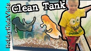 HobbyDad Cleans Fish Tank HobbyBear Foot Stuck in Box by HobbyKidsVids [upl. by Luwana757]