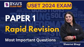 U SET Exam 2024  Paper 1 Rapid Revision  USET Important Questions  Sheemal Mam [upl. by Dyanne881]