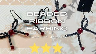 Easy DIY Jewelry Beaded Ribbon Earring  Cute Beaded Earrings  Jewelry for Children [upl. by Shawnee950]