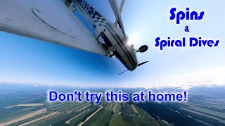 Spin and Spiral Dive  Cessna 152 Acrobat [upl. by Icyak185]