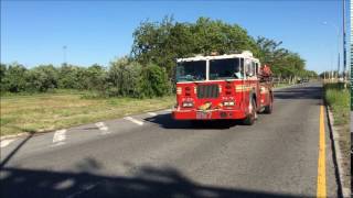 FDNY ENGINE 257 TAKING UP FROM A 7TH ALARM BRUSH FIRE IN GERRITSEN BEACH BROOKLYN IN NEW YORK CITY [upl. by Aciemaj]