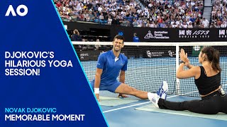 Novak Djokovic Shows Off Flexibility in Yoga Session  Australian Open 2024 [upl. by Arabela]