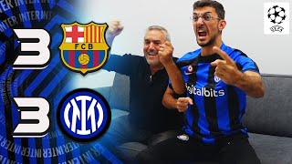 PARTITA CLAMOROSA BRAVI BARCELLONA 33 INTER  LIVE REACTION TIFOSI INTERISTI  CHAMPIONS LEAGUE [upl. by Yahsan]