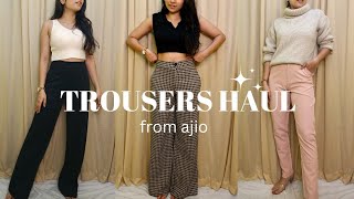 AJIO TROUSER HAUL  high waist pants trousers TRY ON  REVIEW HAUL pratibhakapruwan [upl. by Eeliah]