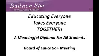 Ballston Spa Board of Education Meeting  December 6 2023 [upl. by Airdnat]