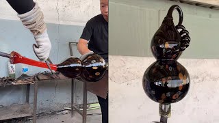 Crafting a Stunning Dark Glass Gourd  Liulige glass blowing liuli fused crafts [upl. by Apostles]