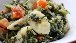 Jamaican Callaloo With Green Bananas amp Coconut Milk [upl. by Ailel]