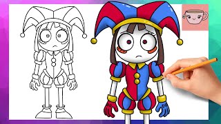 How To Draw Pomni from The Amazing Digital Circus  Cute Easy Drawing Tutorial [upl. by Ahtivak]