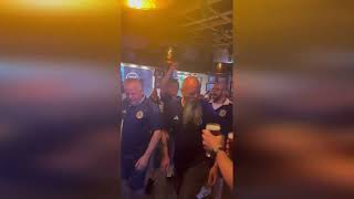 Hilarious video shows Scotland fans celebrating win with rendition of The Slosh in Norwegian pub [upl. by Nahtam]