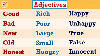 Adjectives  450 Important Adjectives in English  Vocabulary  English Grammar  Adjective Words [upl. by Suellen]