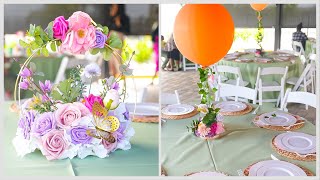 DIY Spring Table Decor Two Centerpiece Ideas with Hoops and Balloons [upl. by Cobbie]