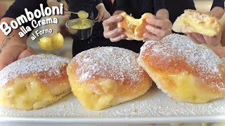 Bomboloni alla Crema al Limone 🍋 al Forno 🍋 Sofficissimi SENZA BURRO [upl. by Ellitnahc453]