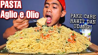 MUKBANG SPAGHETTI AGLIO E OLIO UDANG PORSI KELUARGA [upl. by Ynafets]