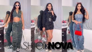 HUGE 800 FashionNova Spring TryOn Haul 30 Items  Denim Sets Mini Skirts Sweatsuits Jackets Etc [upl. by Rose520]