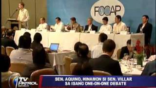 Aquino challenges Villar to oneonone debate [upl. by Shuping]