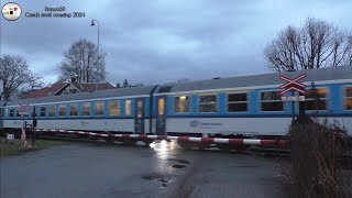 Železniční přejezd Doudleby nad Orlicí 2 21 2024 Czech railroad crossing [upl. by Esirehs]