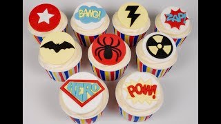 Superhero Comicon Marvel Avenger Sugar Cake Cupcake Decorations Step by Step Tutorial  How to Make [upl. by Einaeg328]