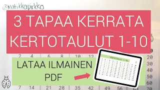 Opettele kertotaulut 110 🥰 Lataa ilmainen muistilista  AMKvalintakoe kevät 2021  Matikkapirkko [upl. by Pardo]