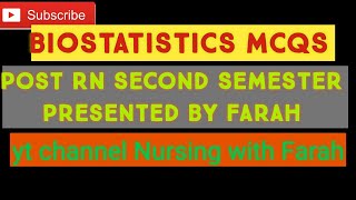 TOP MCQS OF BIOSTATIASTICS \\POST RN 2ND SEMESTER \\KMU [upl. by Rusty568]