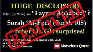 YT168 What or Who are Tayran Abaabeel Surah AlFeel 105 Other Huge Disclosures [upl. by Artekal]