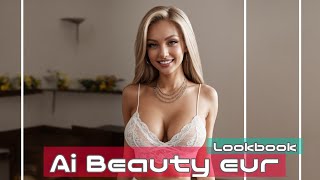 4K AI ART European Lookbook Fashion Model Video001room [upl. by Isaak]