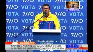 Capriles se dirige a la nación tras conocer su derrota en las elecciones presidenciales [upl. by Africah153]