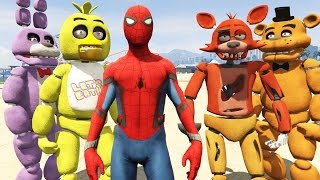 ANIMATRONICS vs NEW SPIDERMAN CIVIL WAR GTA 5 Mods FNAF Funny Moments [upl. by Frieda]