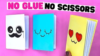 How to make ONLY PAPER diy MINI NOTEBOOK Easy origami notebook no glue no scissors [upl. by Sara]