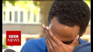 A resident of Grenfell Tower describes quotseeing people throw children to safetyquot BBC News [upl. by Ahsikcin]