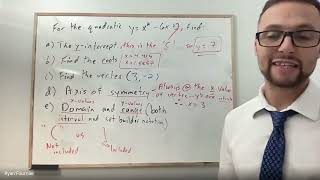 Axis of symmetry Domain and range of quadratics [upl. by Dominica]